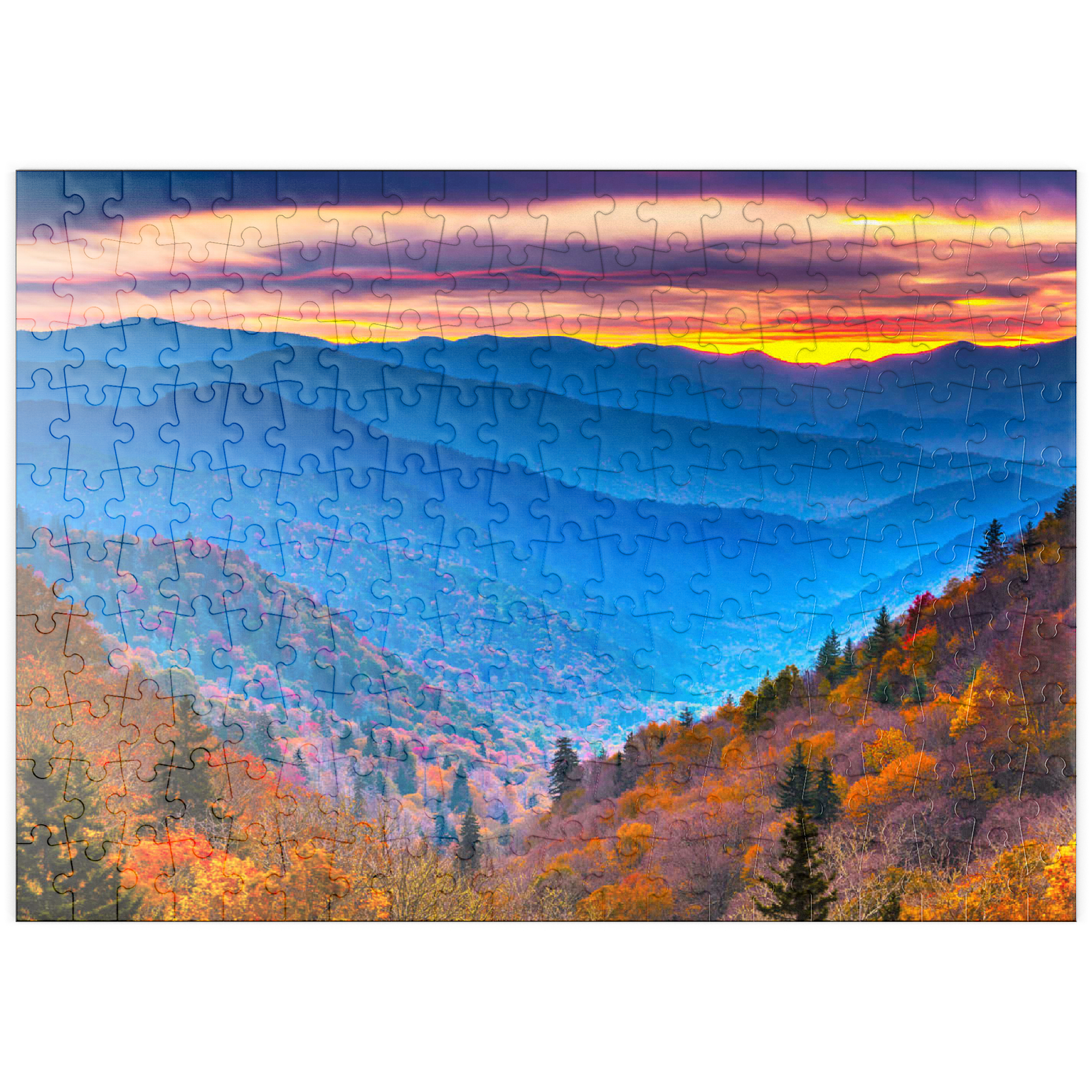 puzzleplate Smoky Mountains National Park, Tennessee, USA Herbstlandschaft bei Morgengrauen. 200 Puzzle