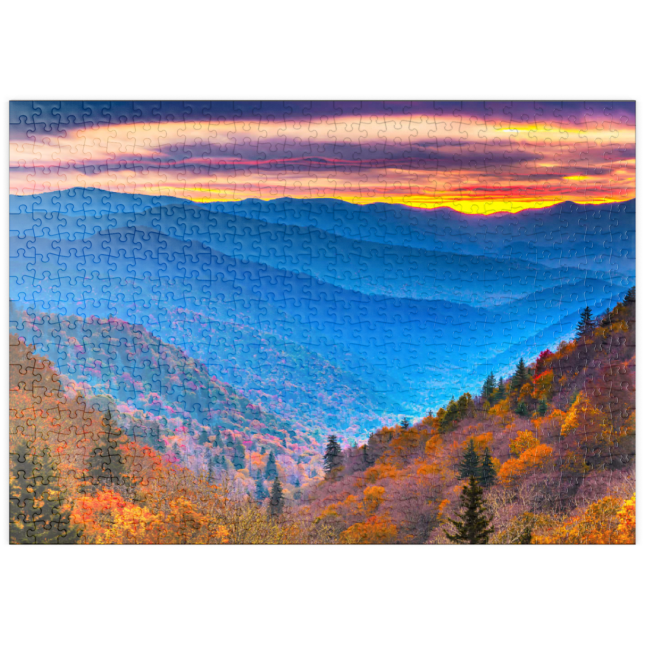 puzzleplate Smoky Mountains National Park, Tennessee, USA Herbstlandschaft bei Morgengrauen. 500 Puzzle
