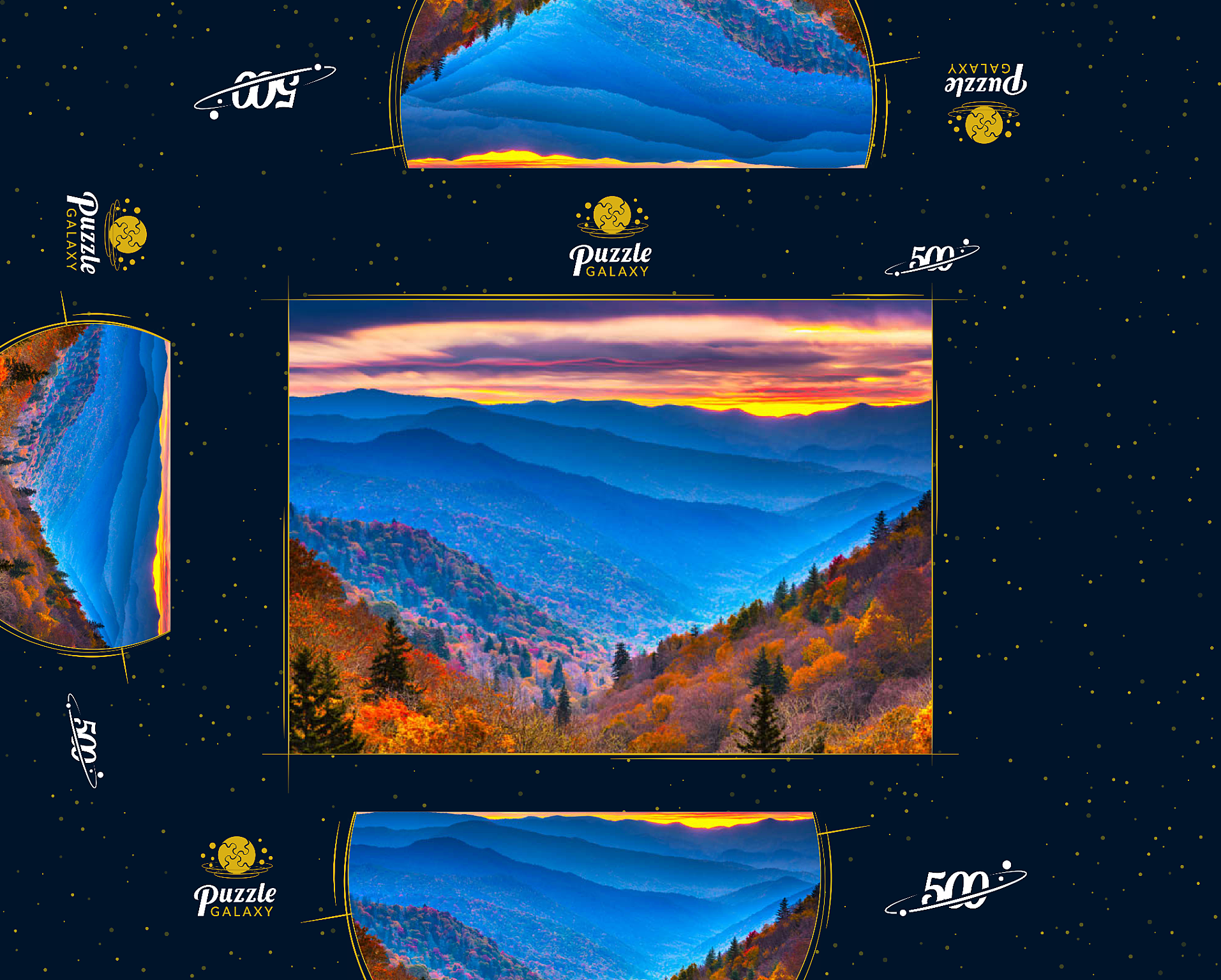 Smoky Mountains National Park, Tennessee, USA Herbstlandschaft bei Morgengrauen. 500 Puzzle Schachtel 3D Modell