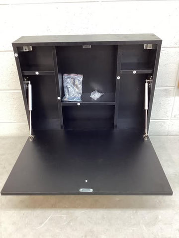 Folding Wall Desk, Wood Wall Mounted Desk with Storage Drawer and Shelves