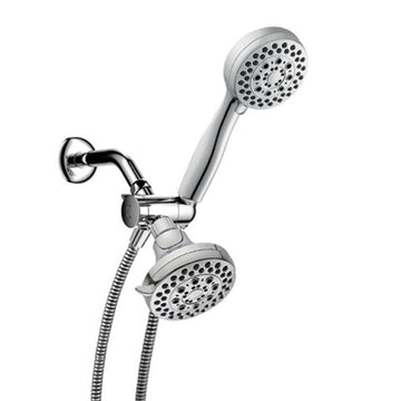BowLift | Silver Dual Shower Head Round Rainfall Wall-Mounted Shower Head