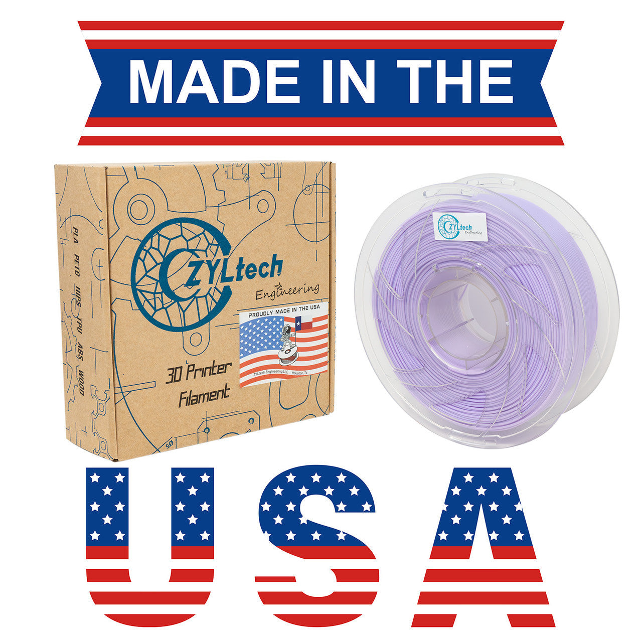 ZYLtech PLA 1.75mm 1 kg/2.2 lbs 3D Printer Filament (Taro Purple)