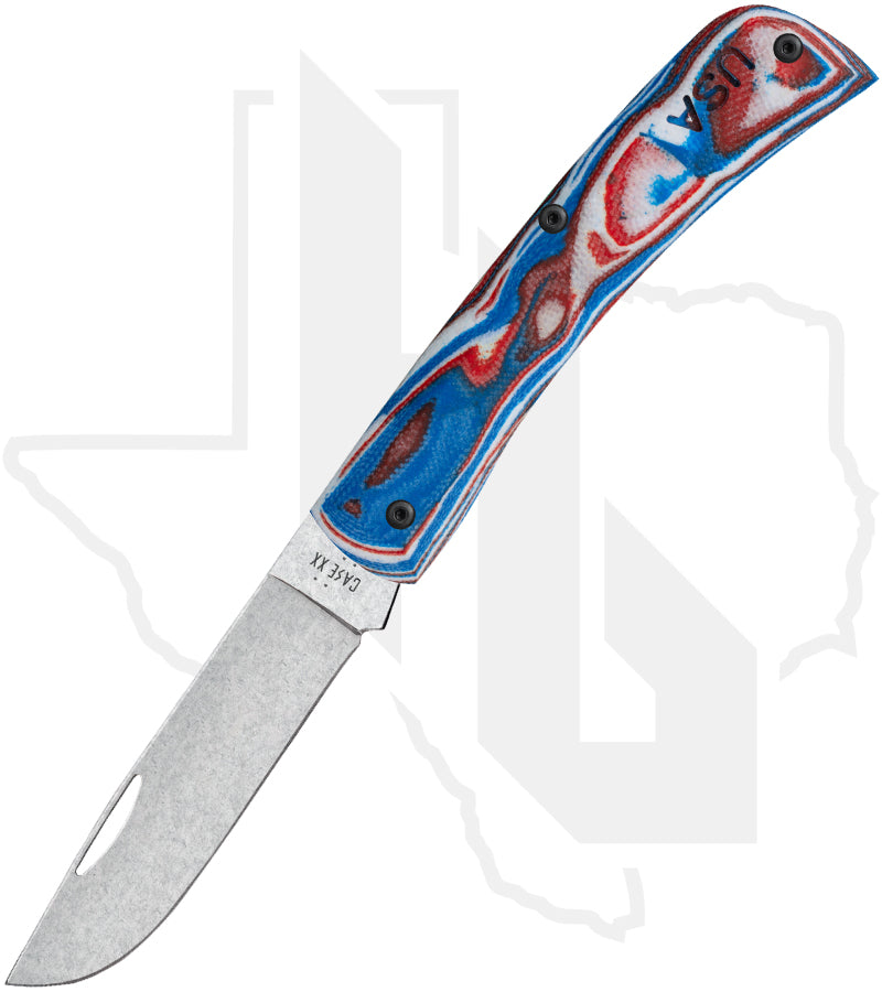 W.R. Case Sod Buster Jr 66386 - Crossroads, Red/White/Blue Burl G-10 (XR10137C S35VN)