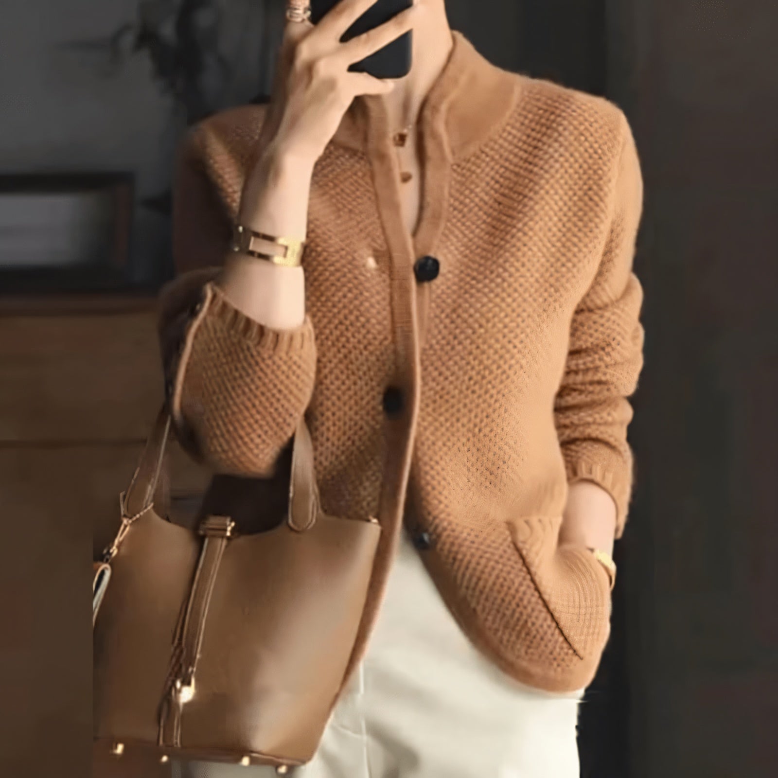 Afslappet Cardigan med Sjalskrave