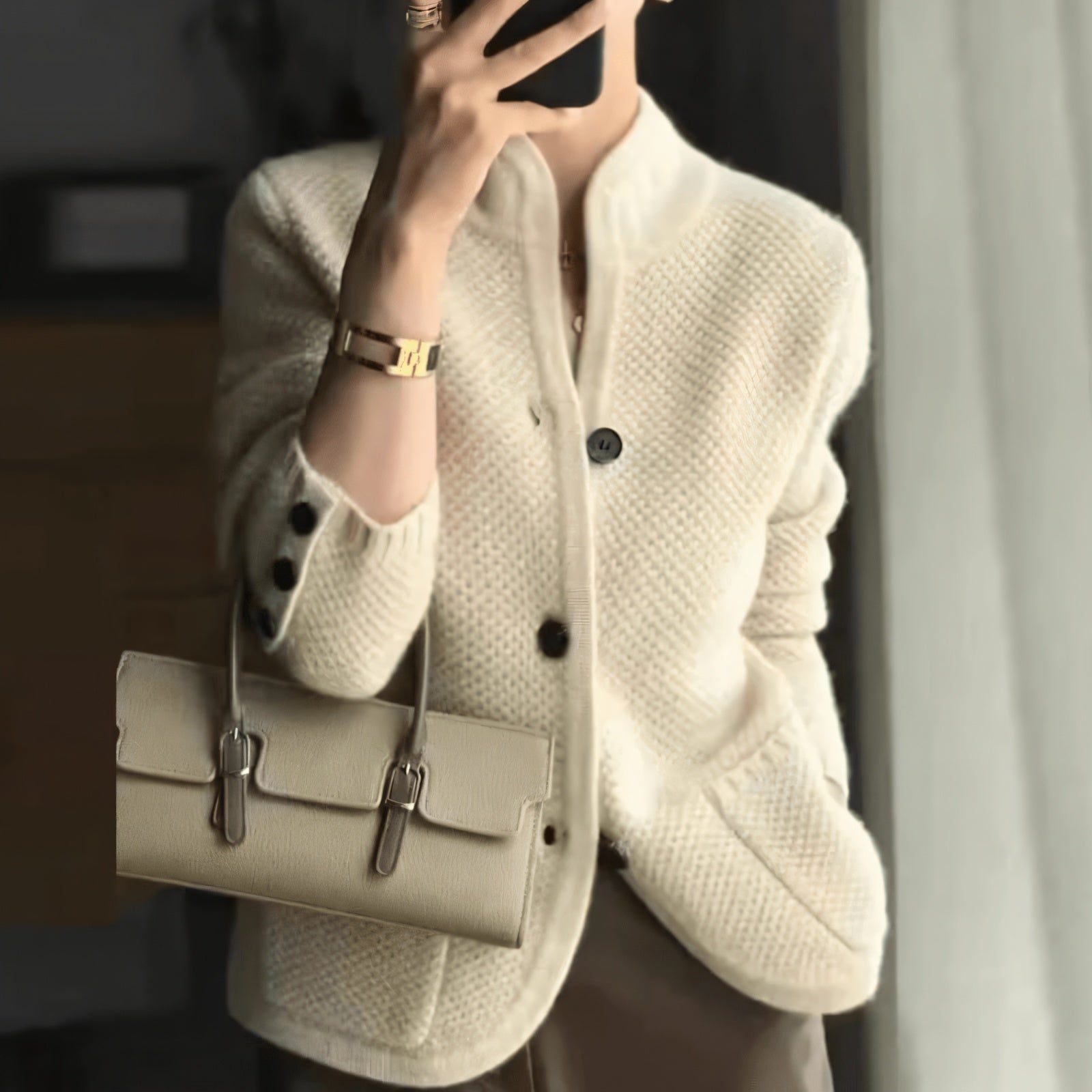 Afslappet Cardigan med Sjalskrave