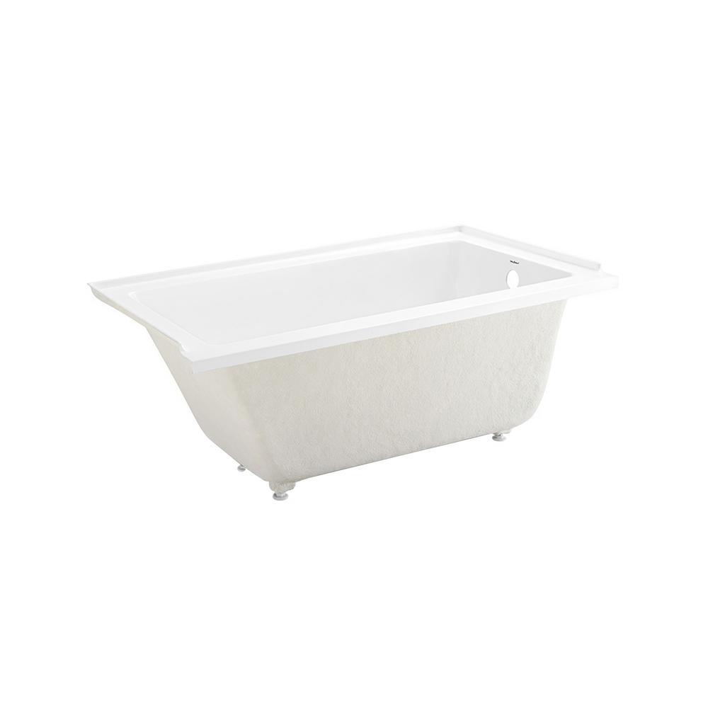 Voltaire 60 x 32 in. Acrylic Right-Hand Drain with Integral Tile Flange Rectangular Drop-in Bathtub in white - Super Arbor