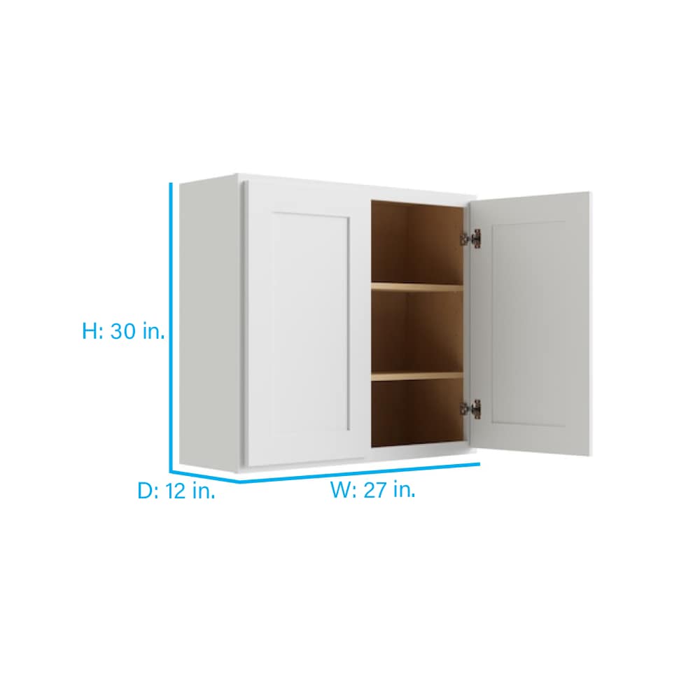 RELIABILT Parkstone 27-in W x 30-in H x 12-in D White Wall Fully Assembled Plywood Cabinet (Shaker Door Style)