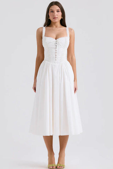 Milia White Brogue Cotton Dress
