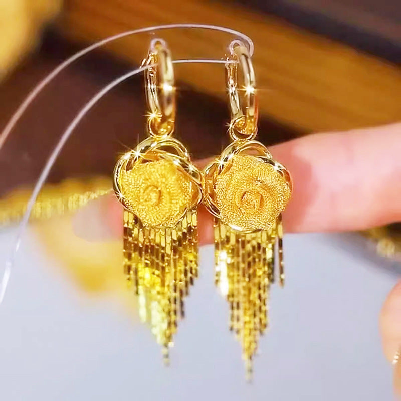 ✨💎Pendientes rosas de oro de 14k