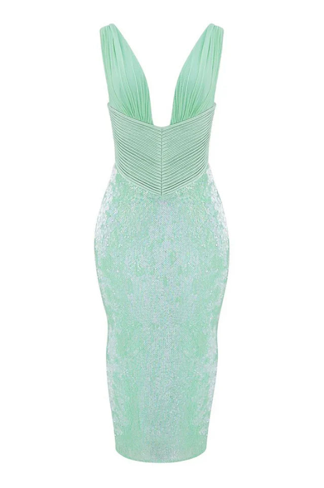 Thala Seafoam Sequin Corset Midi Dress