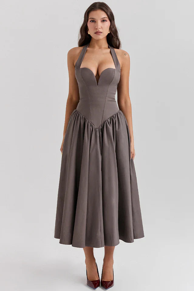 Coquette Scarlet Halter Midi Dress