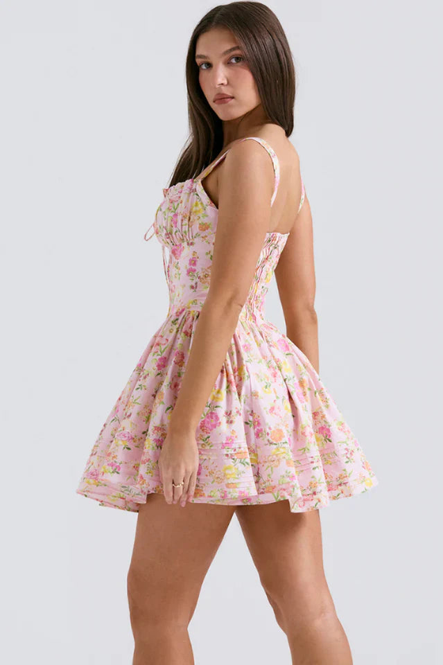 Natassia White Cotton Mini Dress