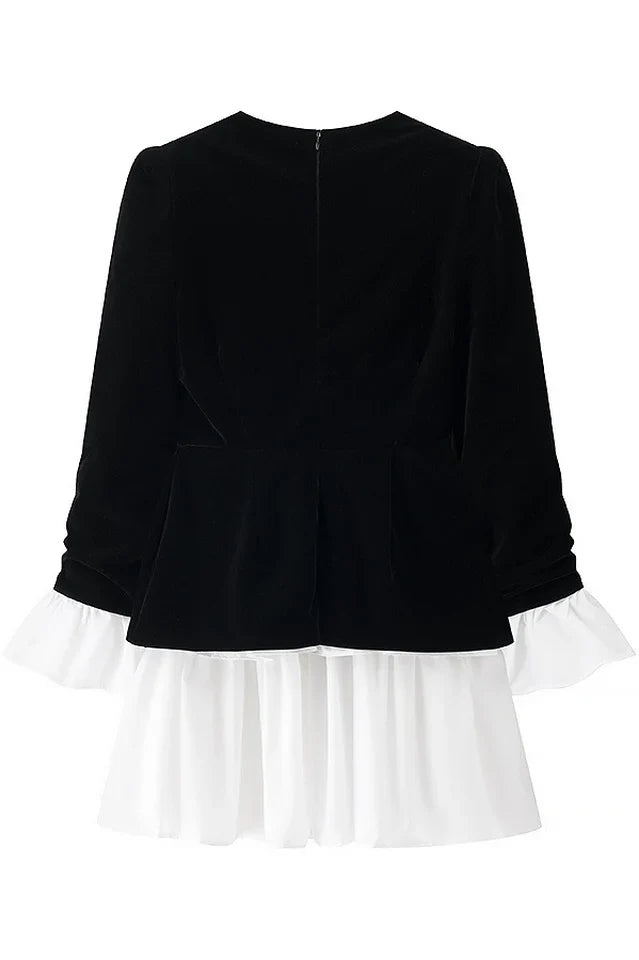 Eveline Velvet Tiered Mini Dress