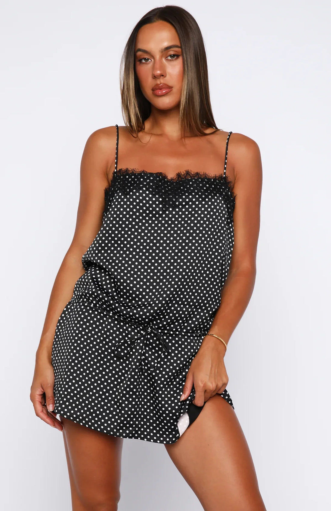 Lustre Aura Mini Dress Black/White Polka Dot