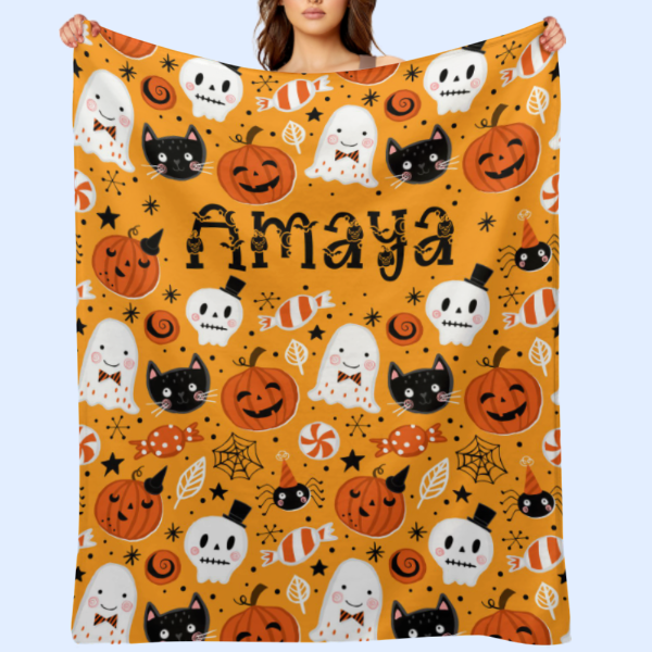 Halloween Name Personalized Custom Blanket - Halloween Gifts