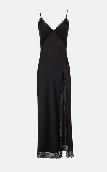 Maxi Lace Slip Dress BREA - Black