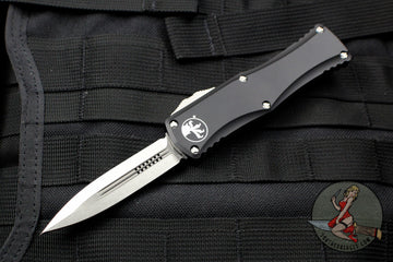 Microtech Hera OTF Knife- Double Edge- Black Handle- Stonewash Blade 702-10
