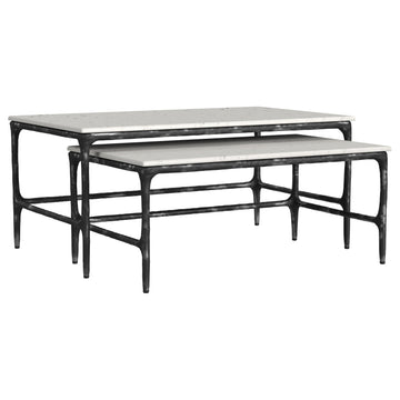 Ebby  Genuine Marble Top Nesting Coffee Tables White