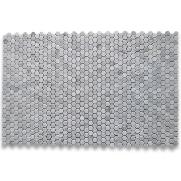 Carrara White (Bianco Carrera) 1" Hexagon Mosaic Tile Polished - Marble from Italy - Tilefornia