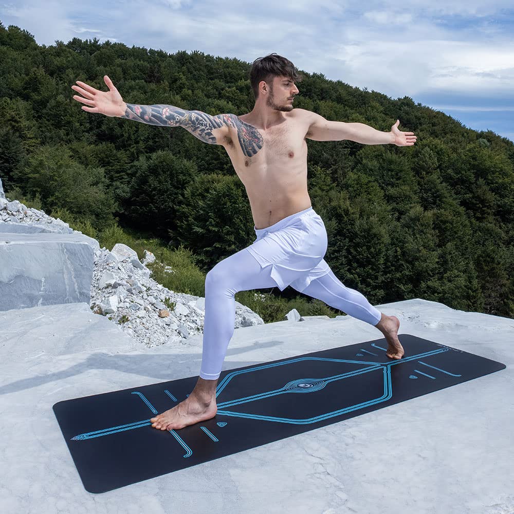 Liforme XL Mountain Yoga Mat – bezpłatna torba do jogi, opatentowany system wyrównania, uchwyt przypominający wojownik, antypoślizgowa, przyjazna dla środowiska i biodegradowalna, odporna na pot, długa, szeroka, mata o grubości 4,2 mm dla wygody