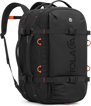 Tolaccea Travel Backpack 40-50L, 16" Laptop Carry On Duffle for Travel Work | 40-50L Expandable, TSA Approved 180° Open, 3L Wet-Dry Pocket, RPET Fabric, 3-in-1 Convertible Carrying, Detachable Waist Belt