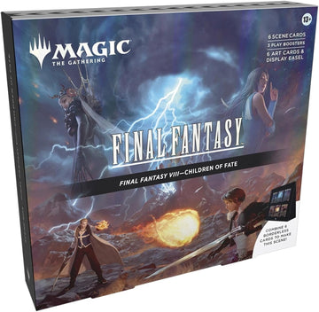Magic: The Gathering - Final Fantasy VIII Scene Box - Children of Fate | 6 Foil Borderless Scene Cards, 6 Art Cards, 3 Play Boosters + 1 Display Easel