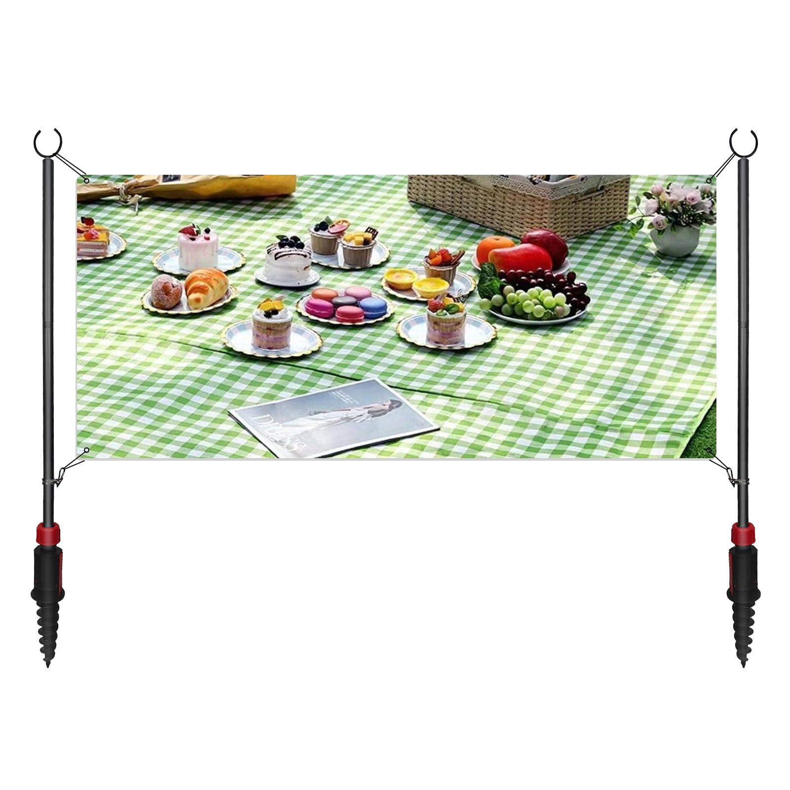 SERABETTO Adjustable Banner Pole with Stake, Outdoor Banner Stand, Portable Display Poles for Trade Shows, Events, and Outdoor Advertising