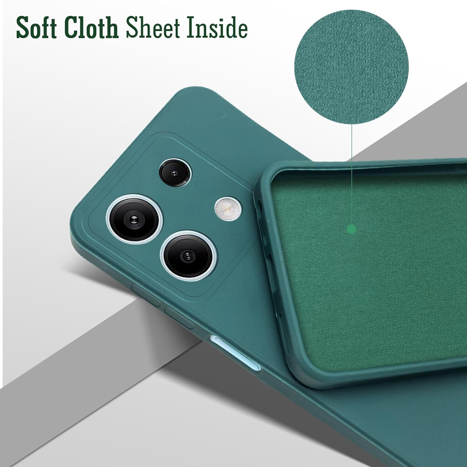For Xiaomi Redmi Note 13 Back Cover Case(Matte Finish Silicone with Inside Fiber Cloth)