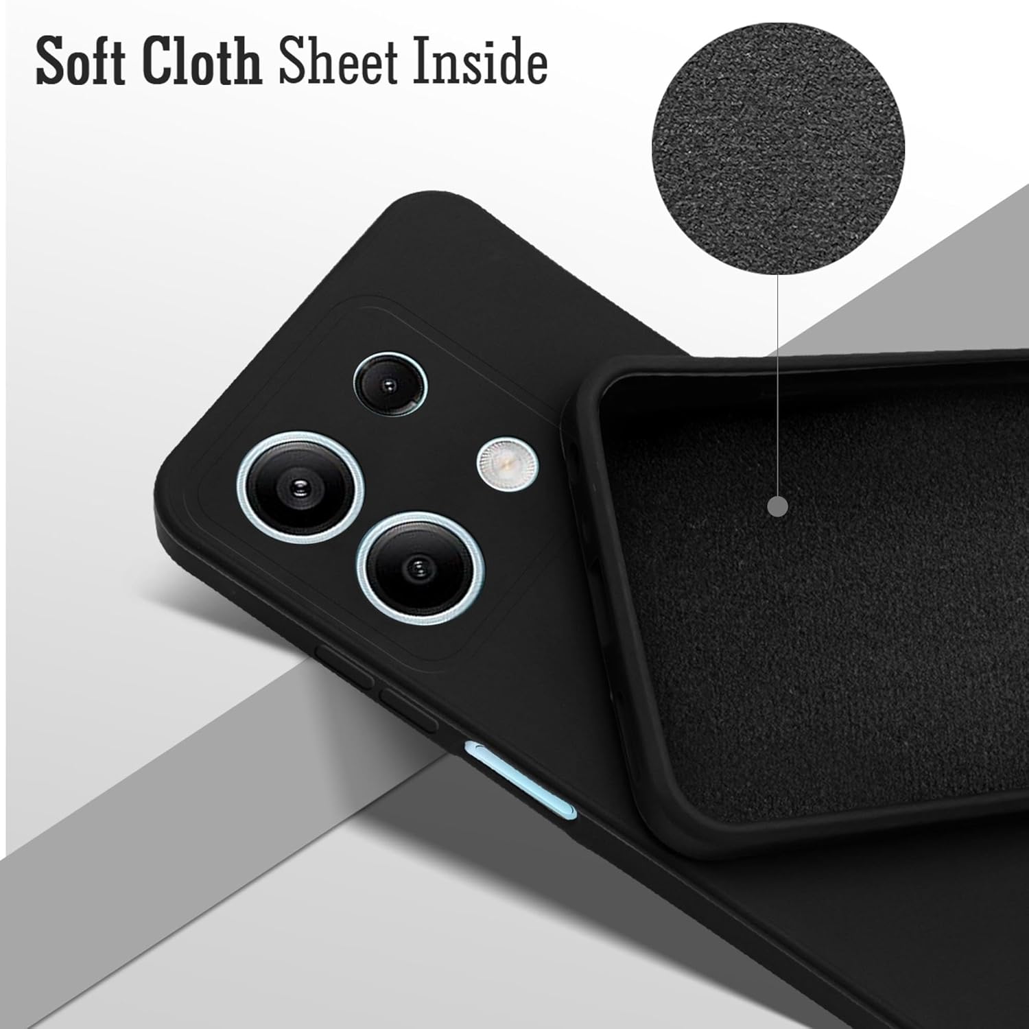 For Xiaomi Redmi Note 13 Back Cover Case(Matte Finish Silicone with Inside Fiber Cloth)