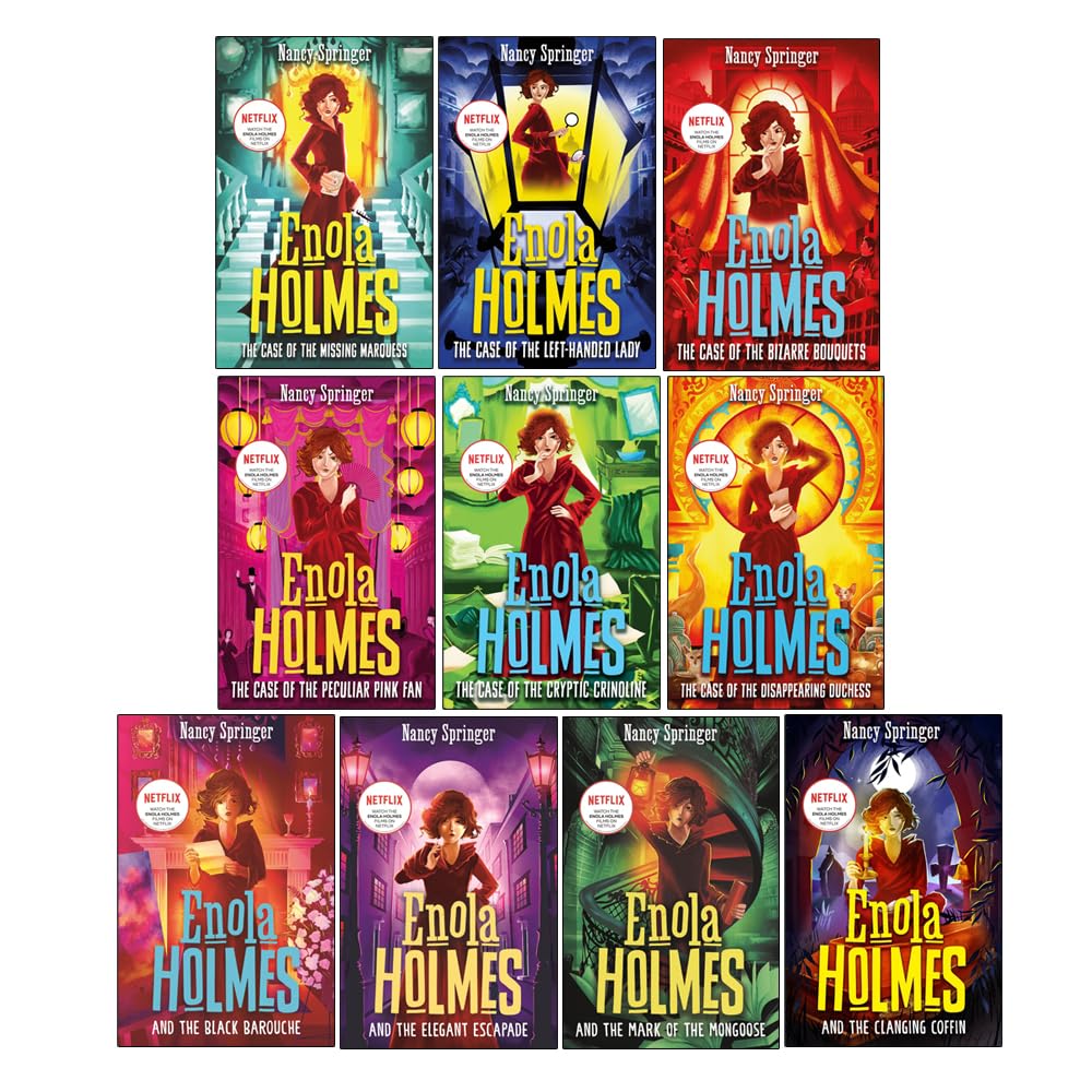 Enola Holmes Mysteries Series 1 - 10 Books Collection Set by Nancy Springer | Young Detective Adventure Books (Enola Holmes and the Clanging Coffin, Mark of the Mongoose, Elegant Escapade, Black Barouche & More)