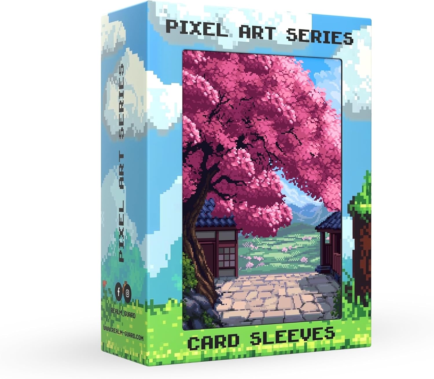 (Cherry Blossom) 100% Hand-Drawn 100ct Textured Matte TCG/MTG Card Pixel Art Sleeves by Realm Guard