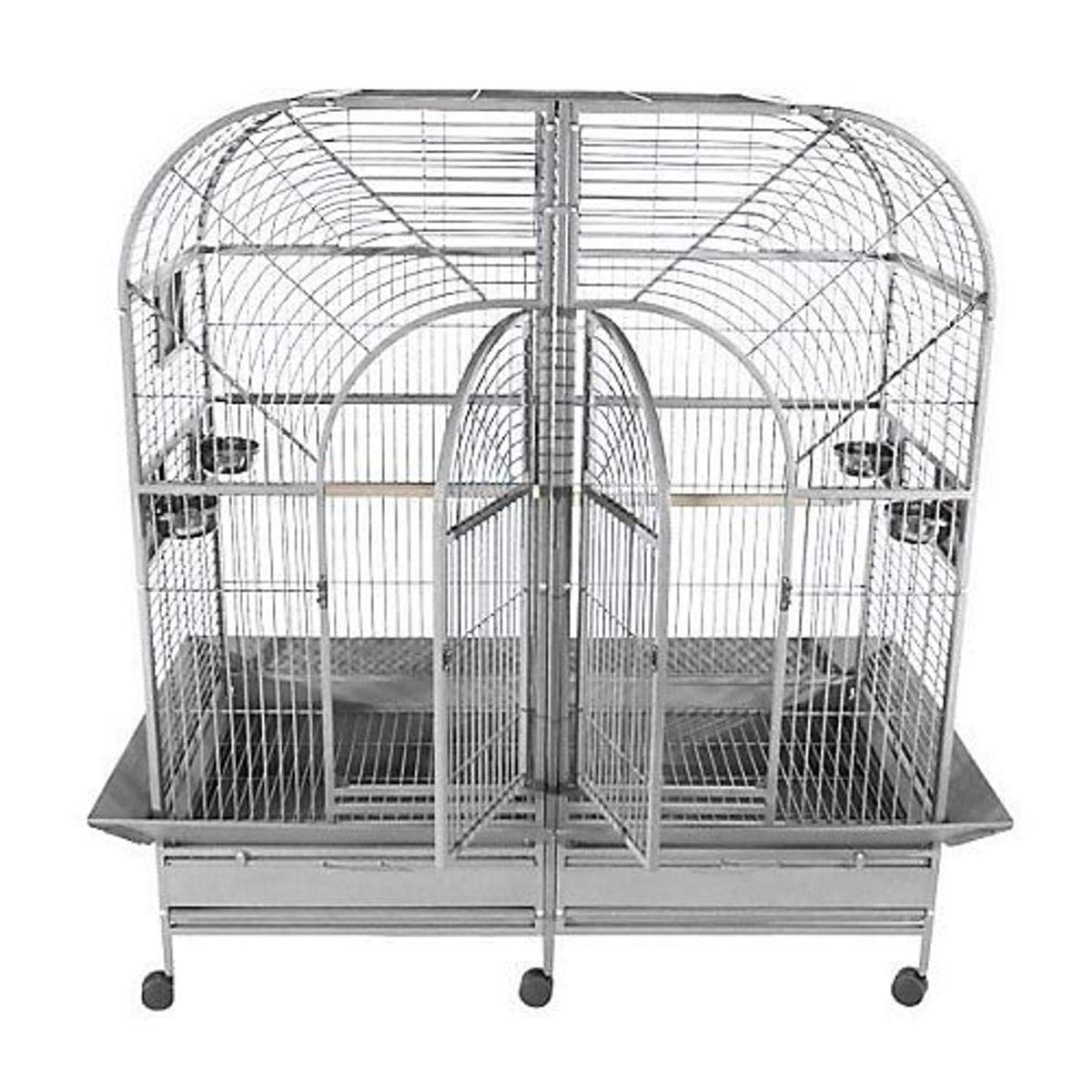 A&E Cage Co. Double Macaw Cage with Removable Divider, 64"" x32, Platinum (6432 Platinum)
