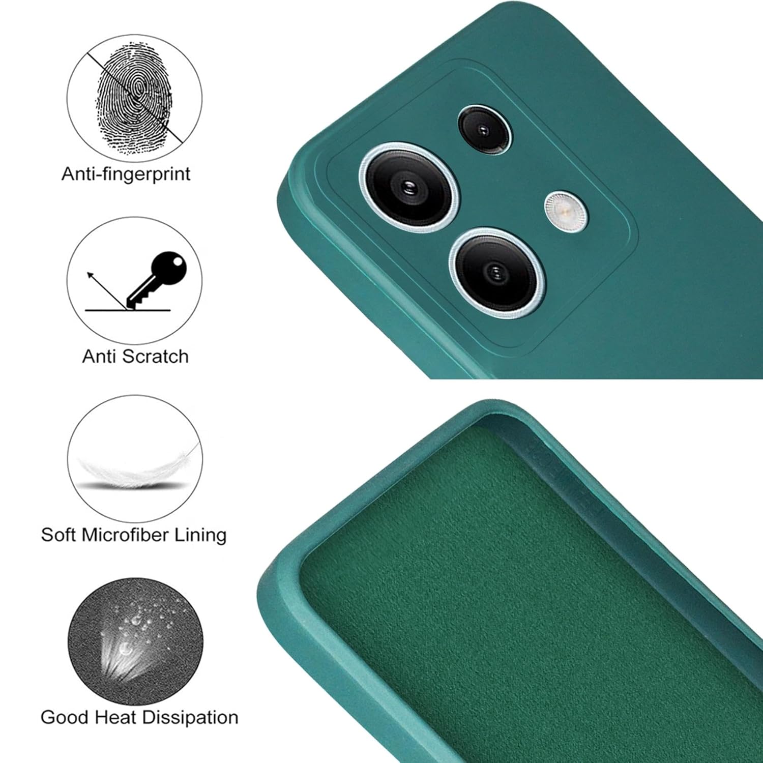 For Xiaomi Redmi Note 13 Back Cover Case(Matte Finish Silicone with Inside Fiber Cloth)