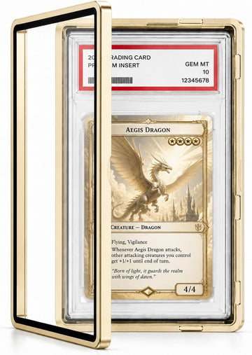 Slab Guard Fits PSA Slab, Magnetic Graded Card Case with UV Glass, Gold