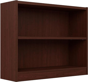 Bush Furniture Universal Small 2 Shelf Bookcase in Vogue Cherry, Low Bookshelf for Home Office or Living Room - LeafyLoom