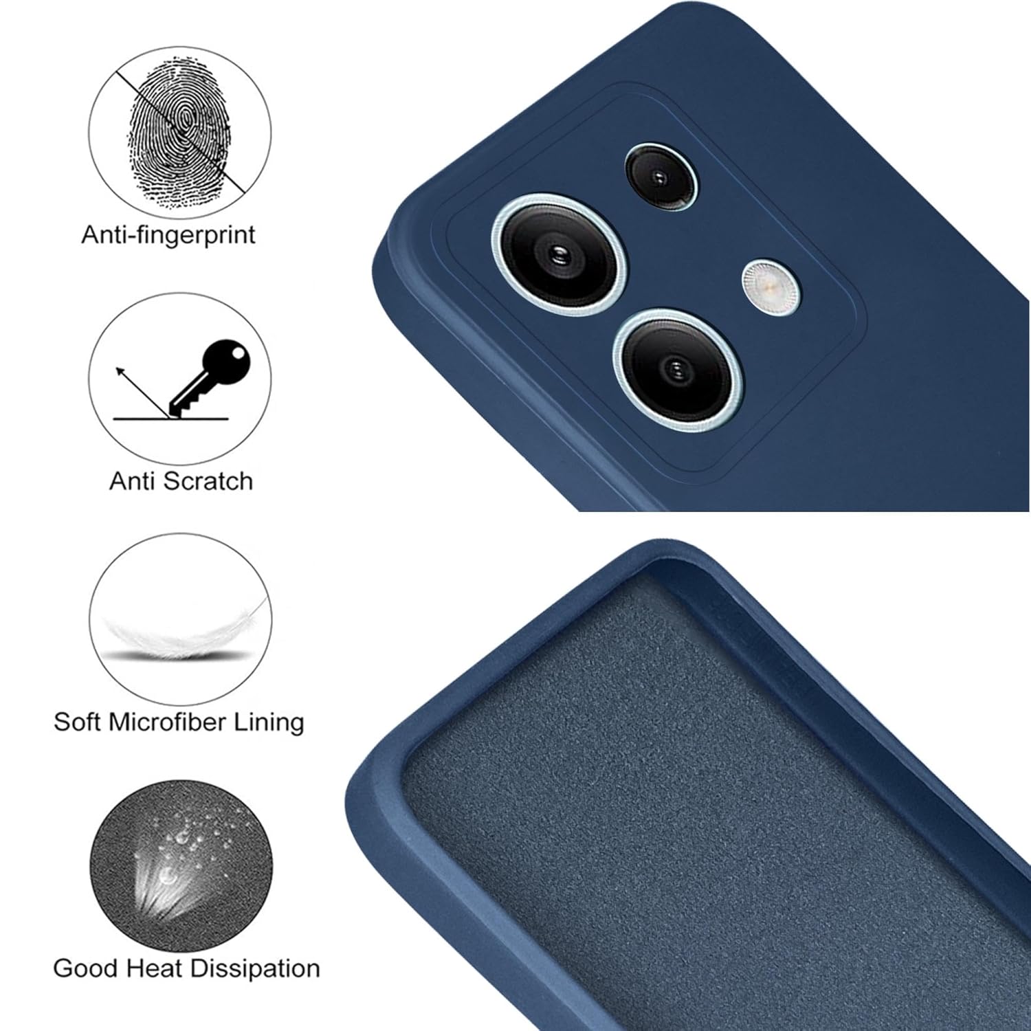 For Xiaomi Redmi Note 13 Back Cover Case(Matte Finish Silicone with Inside Fiber Cloth)