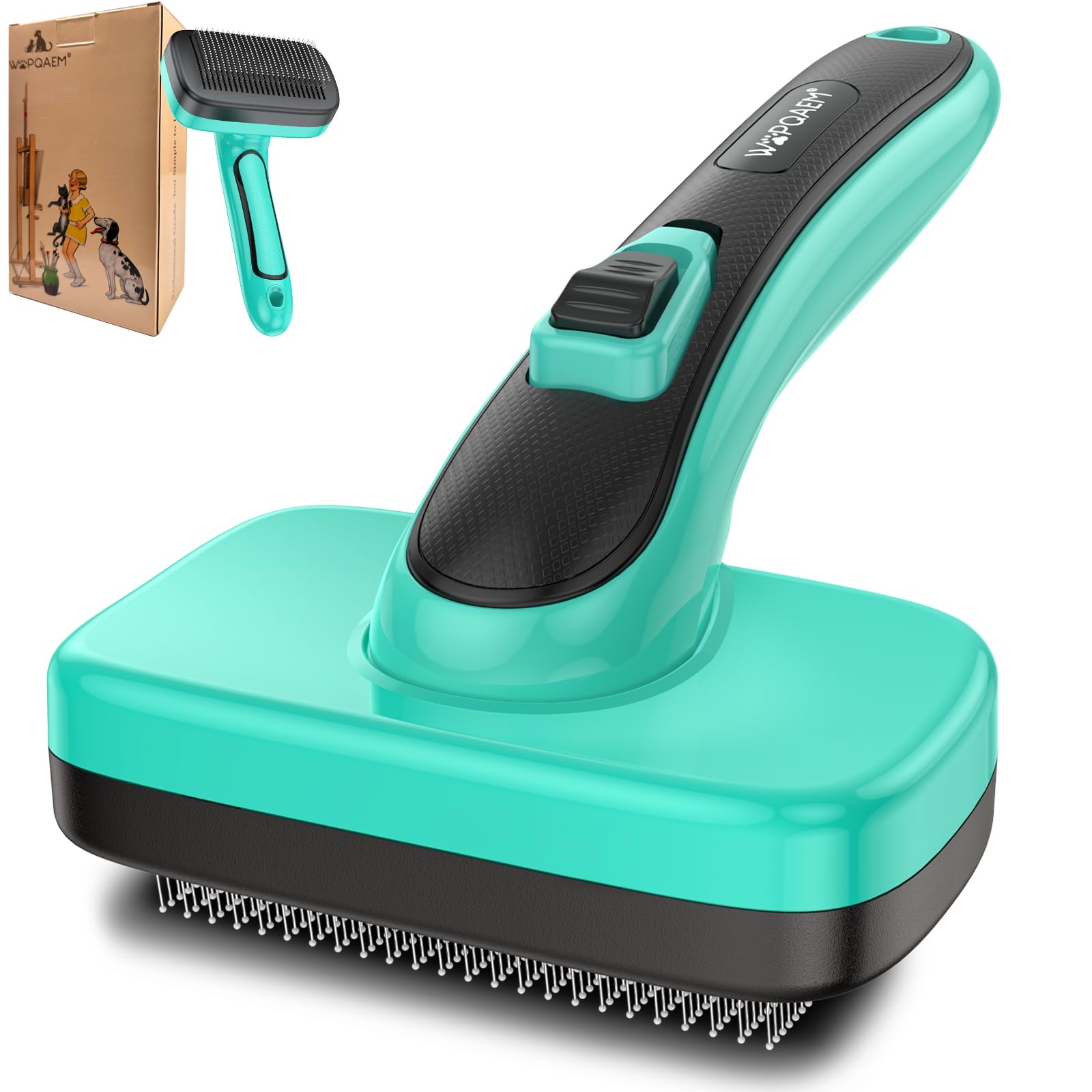 WOPQAEM Dogs Self Cleaning Slicker Brush for Shedding & Grooming Short Long Haired Pets, Removes Loose Fur, Undercoat, Mats, Tangled for Large Medium Small Sensitive Skin of Cats. Easy to Cleaning