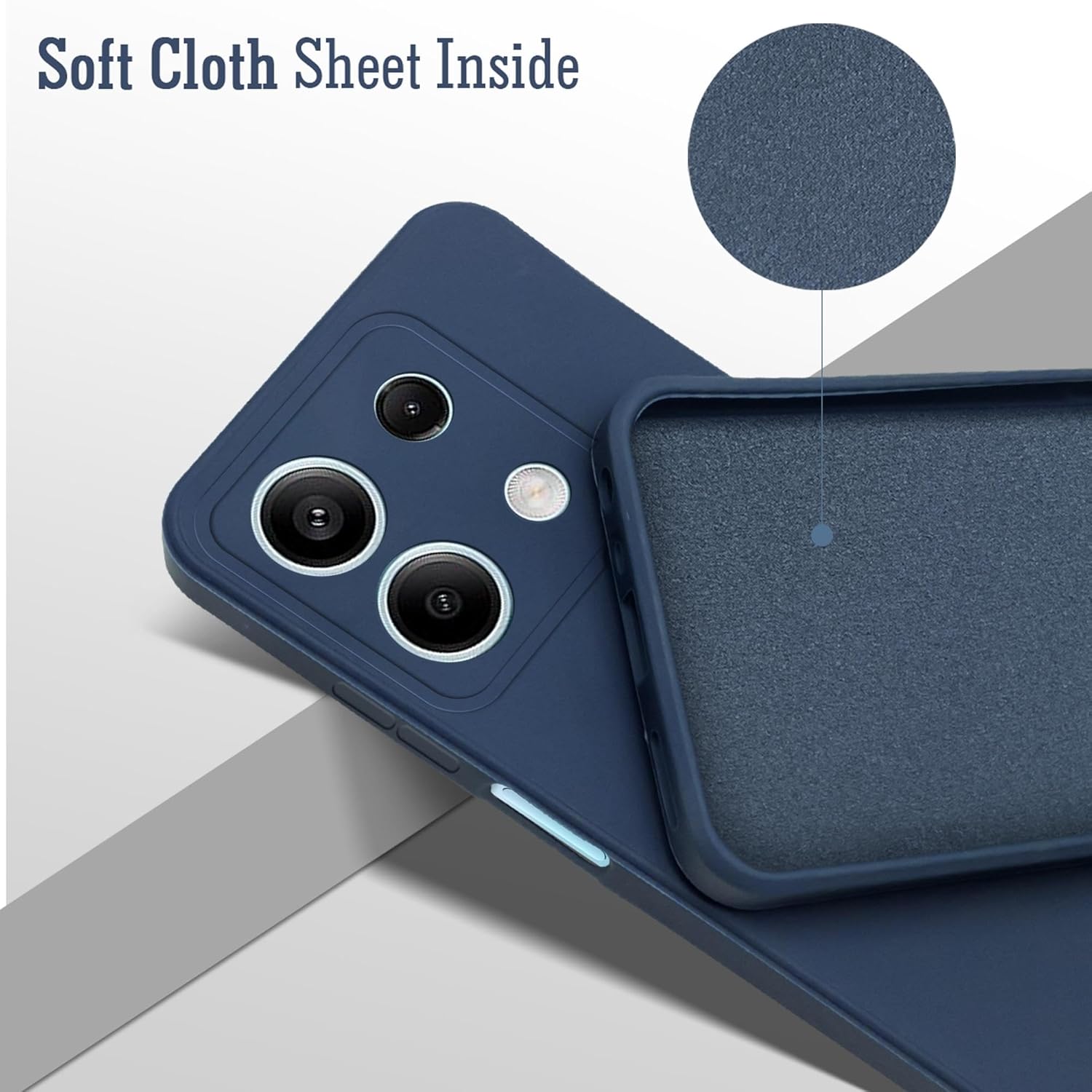For Xiaomi Redmi Note 13 Back Cover Case(Matte Finish Silicone with Inside Fiber Cloth)