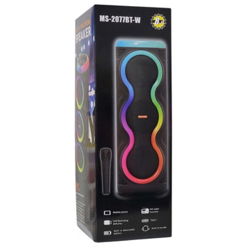 PARLANTE ALTAVOZ DE TORRE INALAMBRICO CON PANEL RGB COMPRLETO MODELO MS-2077BT-W 80CM