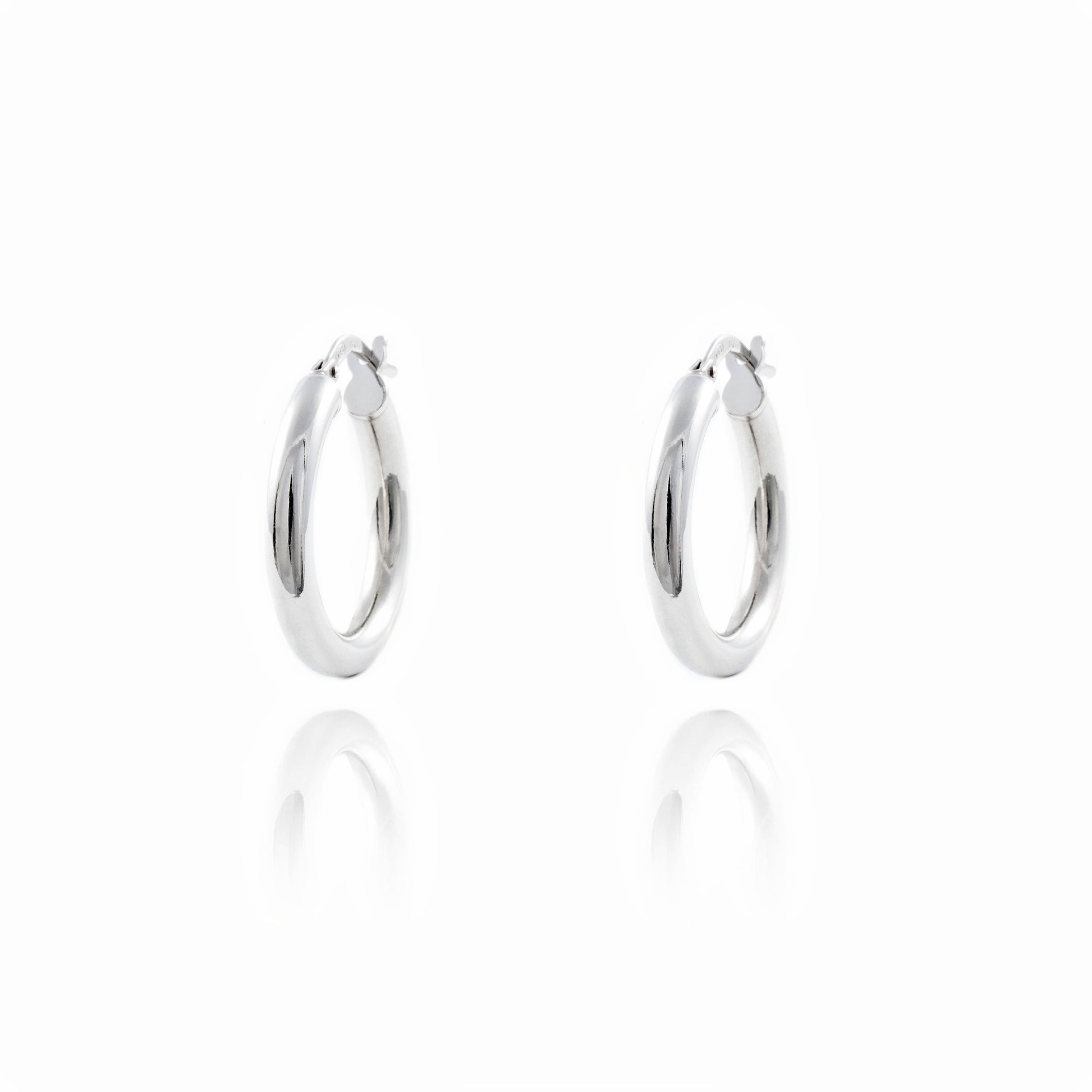 Pendientes Plata de Ley Aros Redondo Brillo 20 x 3 mm