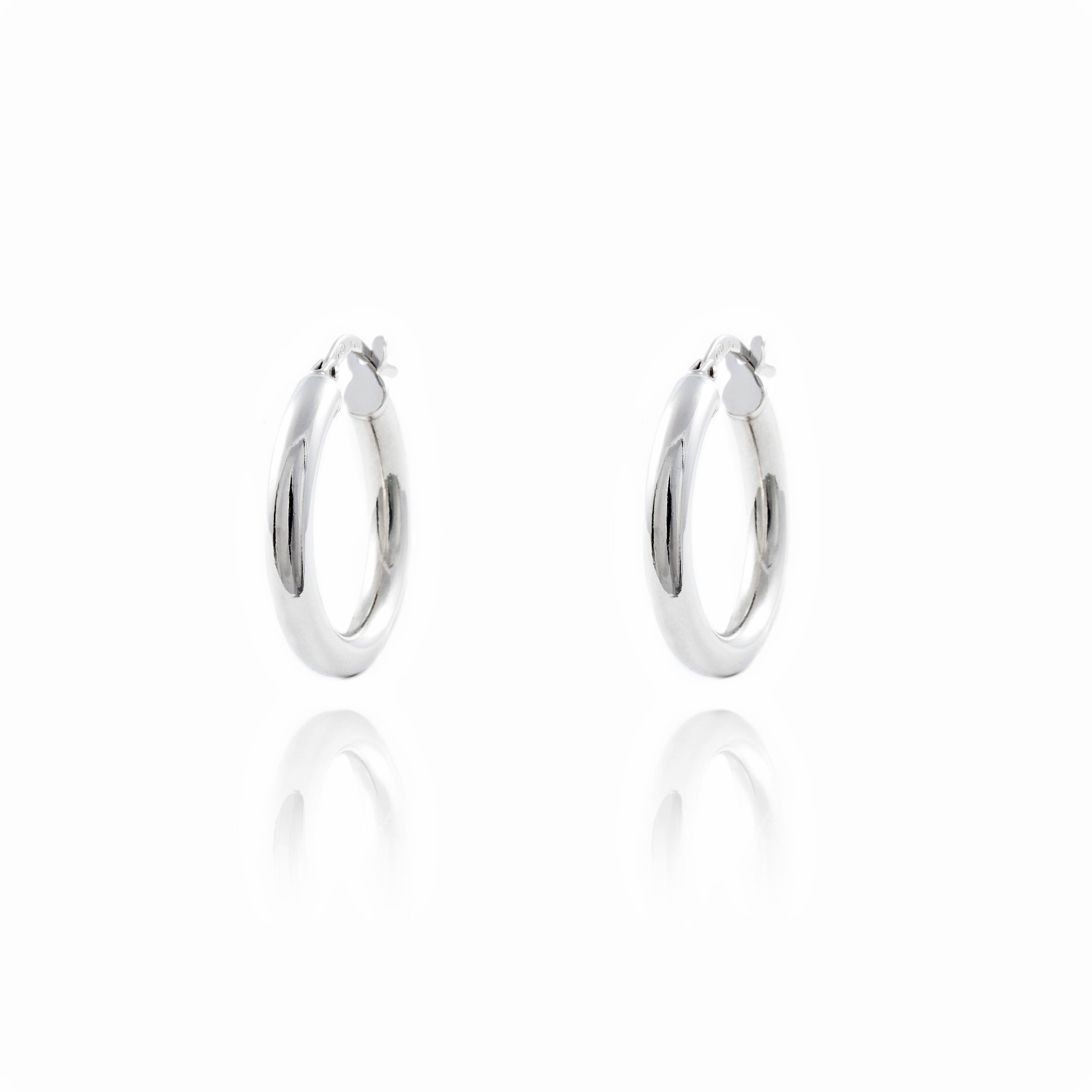 Pendientes Plata de Ley Aros Redondo Brillo 20 x 3 mm