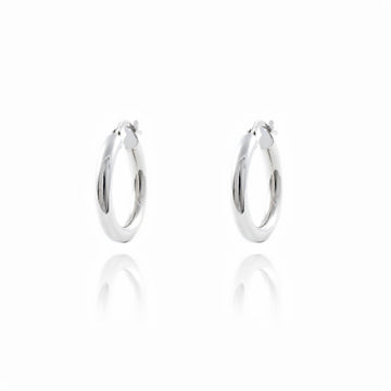 Pendientes Plata de Ley Aros Redondo Brillo 20 x 3 mm