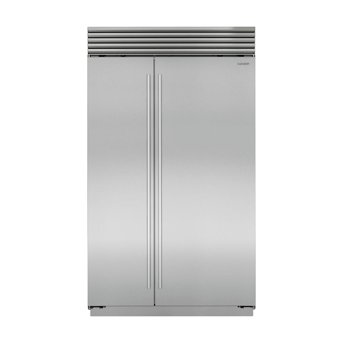 48-inch stainless steel side-by-side refrigerator with tubular handles in Sub-Zero appliances collection