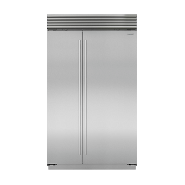 48-inch stainless steel side-by-side refrigerator with tubular handles in Sub-Zero appliances collection