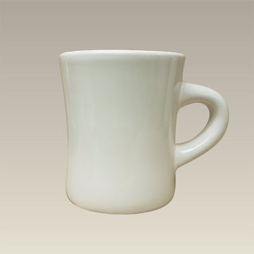 Cream Colored Stoneware Diner Shape Mug, 10 oz.