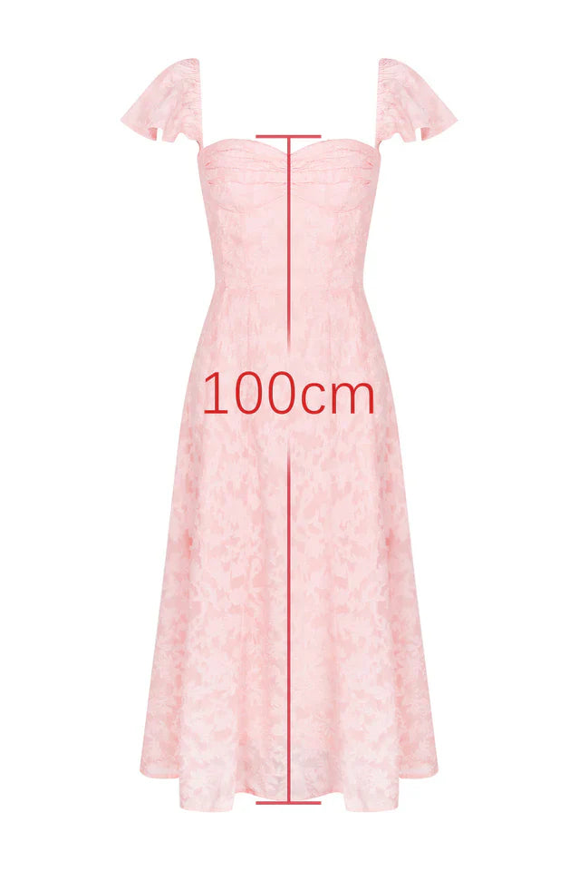 Emma Pink Floral Jacquard Midi Dress