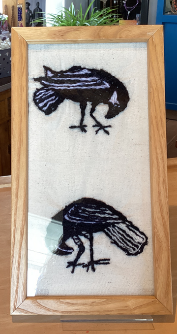 Two Ravens Colcha on Linen By Regis Scott