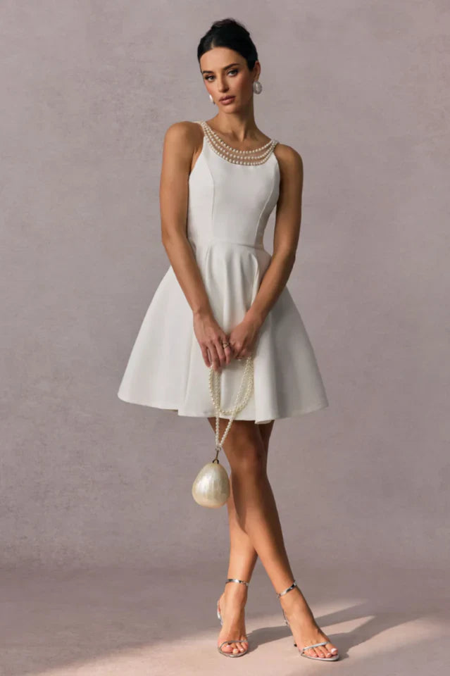 Esther Pearl Embelished Open Back Mini Dress