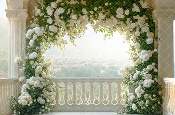 Kate Wedding Flower Arch Balcony Printed Backdrop Designed by Emetselch