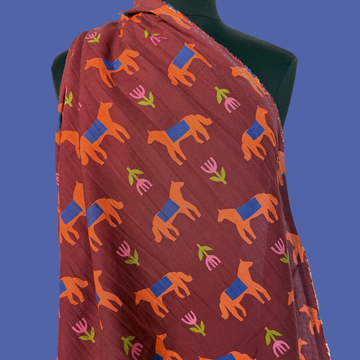 Horses in Brick by En Marte - Linen Cotton